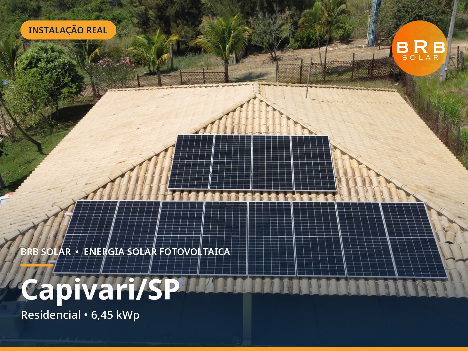 Instalação de energia solar em Capivari / SP — Residencial, Telhado cerâmico