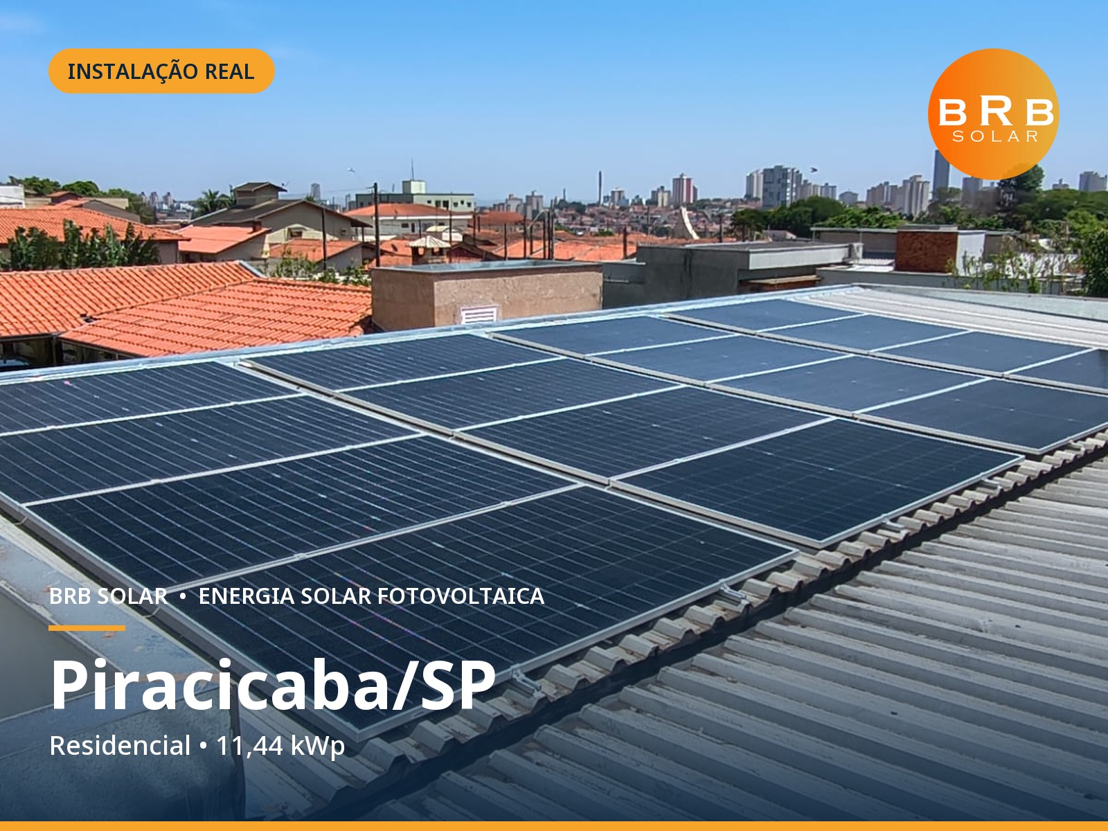Instalação de energia solar em Piracicaba / SP — Residencial, Telhado de fibrocimento
