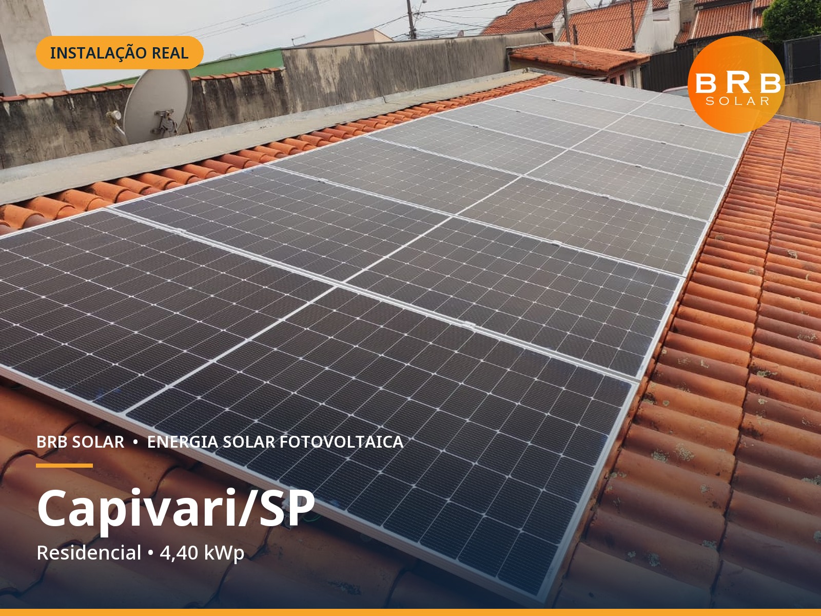 Instalação de energia solar em Capivari / SP — Residencial, Telhado cerâmico