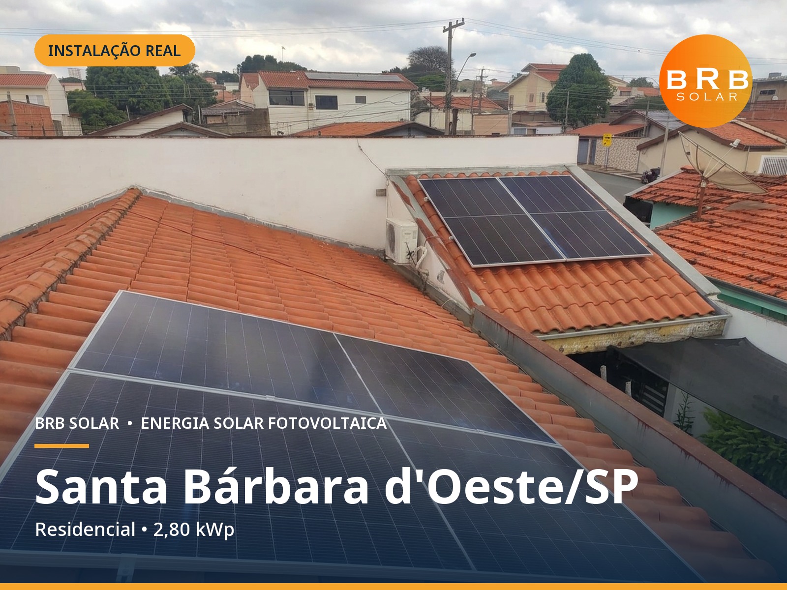 Instalação de energia solar em Santa Bárbara d'Oeste / SP — Residencial, Telhado cerâmico