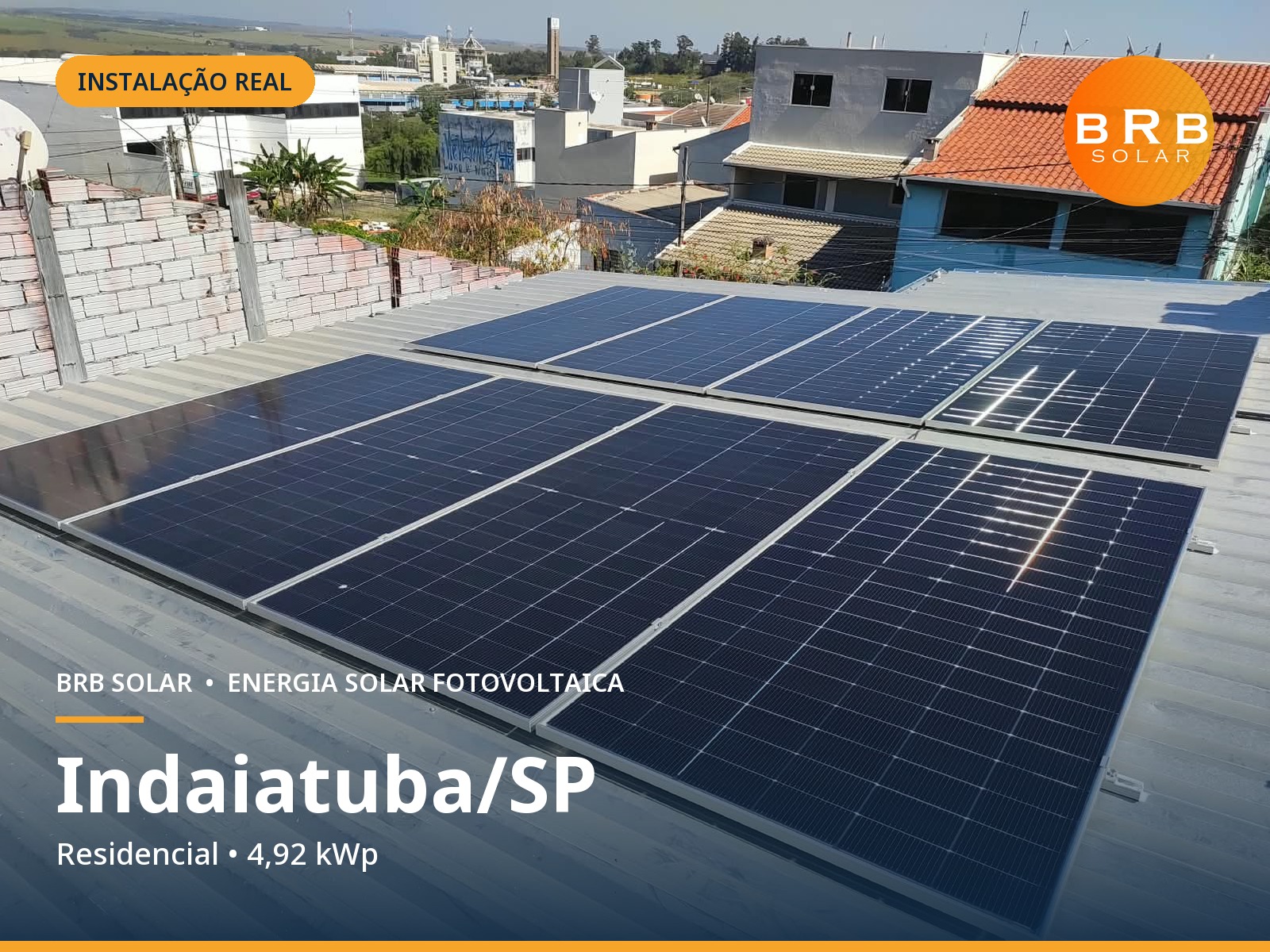 Instalação de energia solar em Indaiatuba / SP — Residencial, Telhado metálico