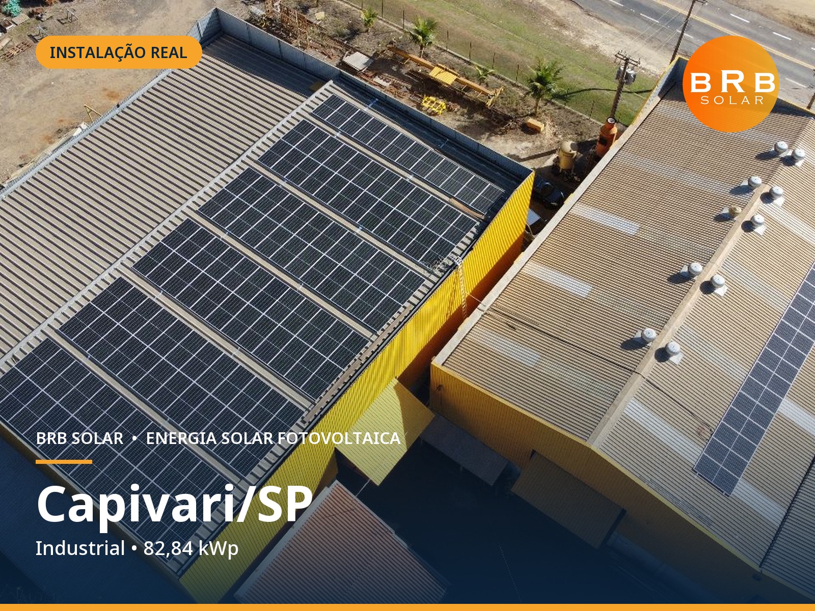 Instalação de energia solar em Capivari / SP — Industrial, Telhado metálico