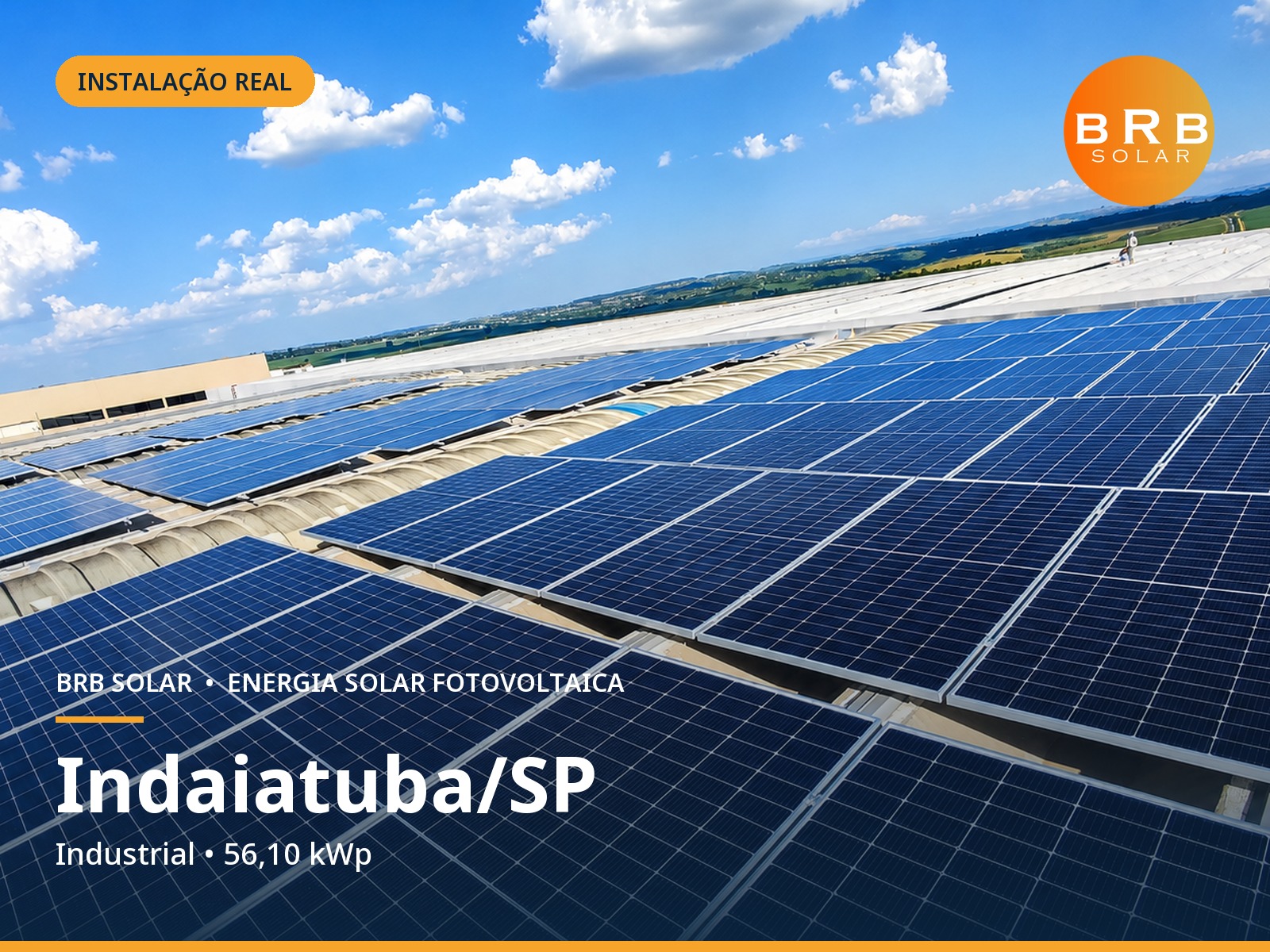 Instalação de energia solar em Indaiatuba / SP — Industrial, Telhado metálico