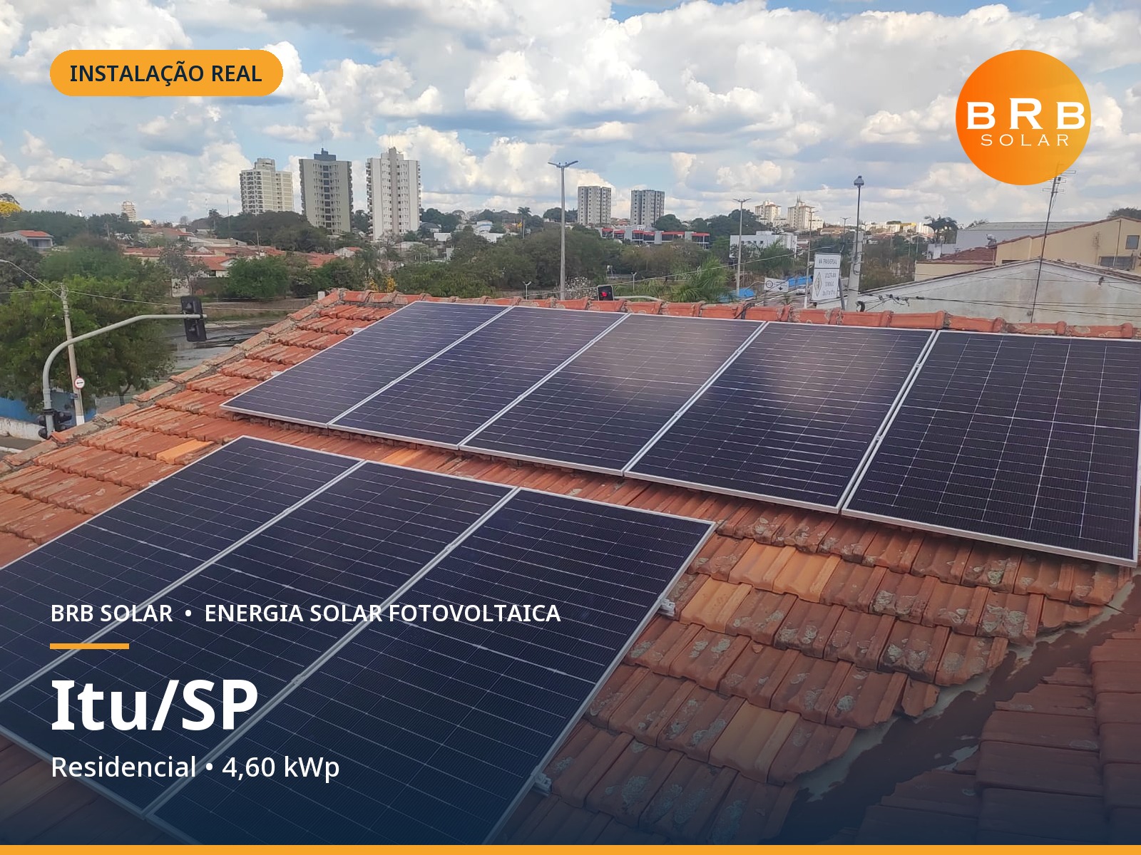 Instalação de energia solar em Itu / SP — Residencial, Telhado cerâmico