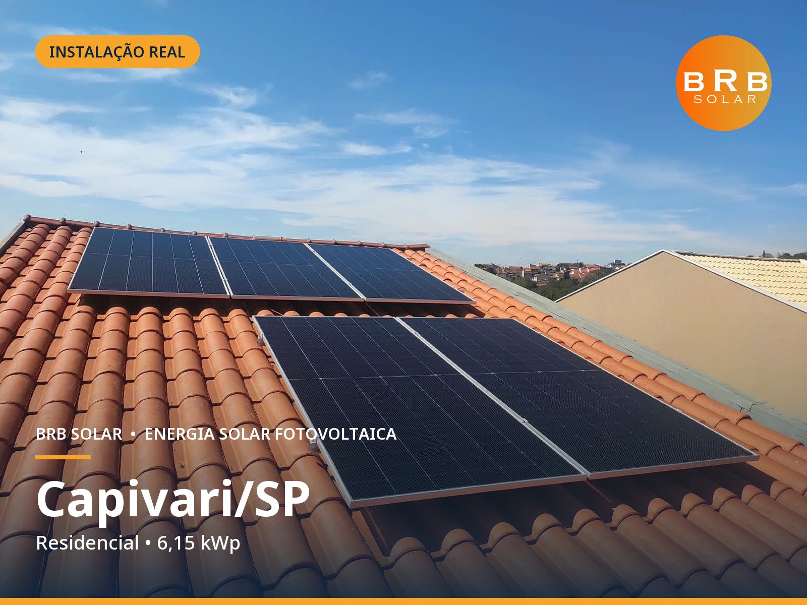 Instalação de energia solar em Capivari / SP — Residencial, Telhado cerâmico