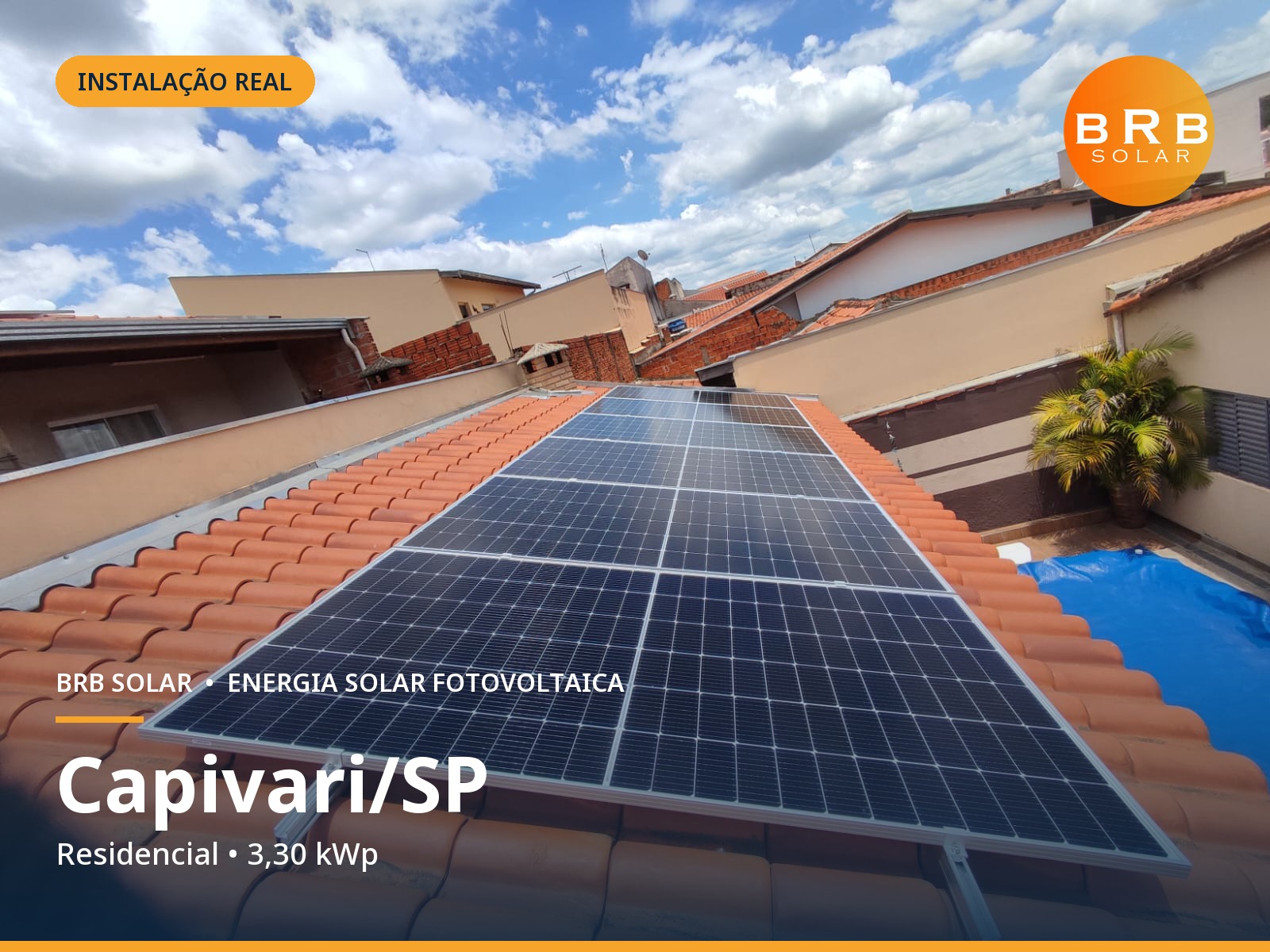 Instalação de energia solar em Capivari / SP — Residencial, Telhado cerâmico